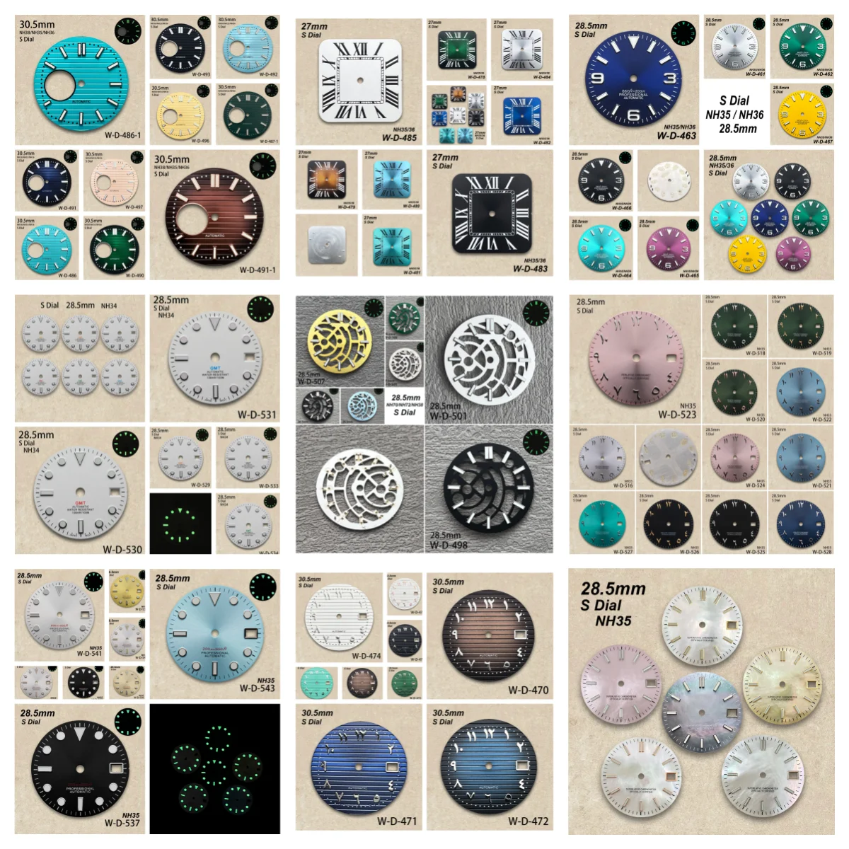 

28,5/27/30,5 мм S логотип GMT/квадратный циферблат подходит для механизма NH35/NH36/NH38/NH70/NH72 зеленый светящийся полый аксессуар для модификации часов