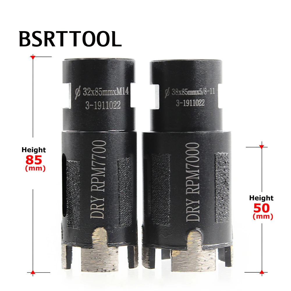 Imagem -06 - Bsrttool Seco Diamante Perfuração Núcleo Bits Cortador de Cerâmica Telha 14 811 Rosca para Granito Mármore Concreto Pedra Broca Ferramenta