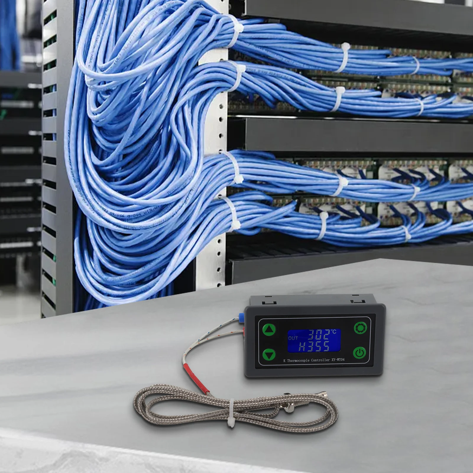 K Type Thermocouple WIFI Remote Thermostat for Temperature Management 99~999C Includes Alarm and Timer Features