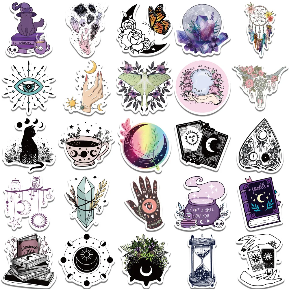 10/30/50/100 قطعة خمر القوطية بوهيميا الساحرة ملصقات علم التنجيم صيدلية الشارات سجل القصاصات المحمول الهاتف البلاستيكية ملصق الديكور
