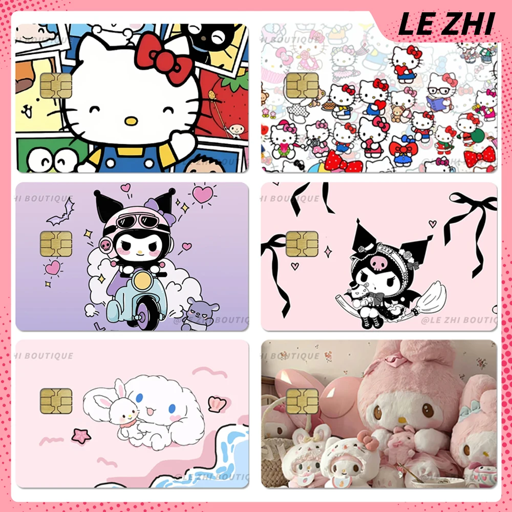 

Sanrio Hello Kitty Cinnamorol Pvc Shining Rainbow Star Love Protective Film Sticker Cute My Melody Kuromi Credit Card Sticker