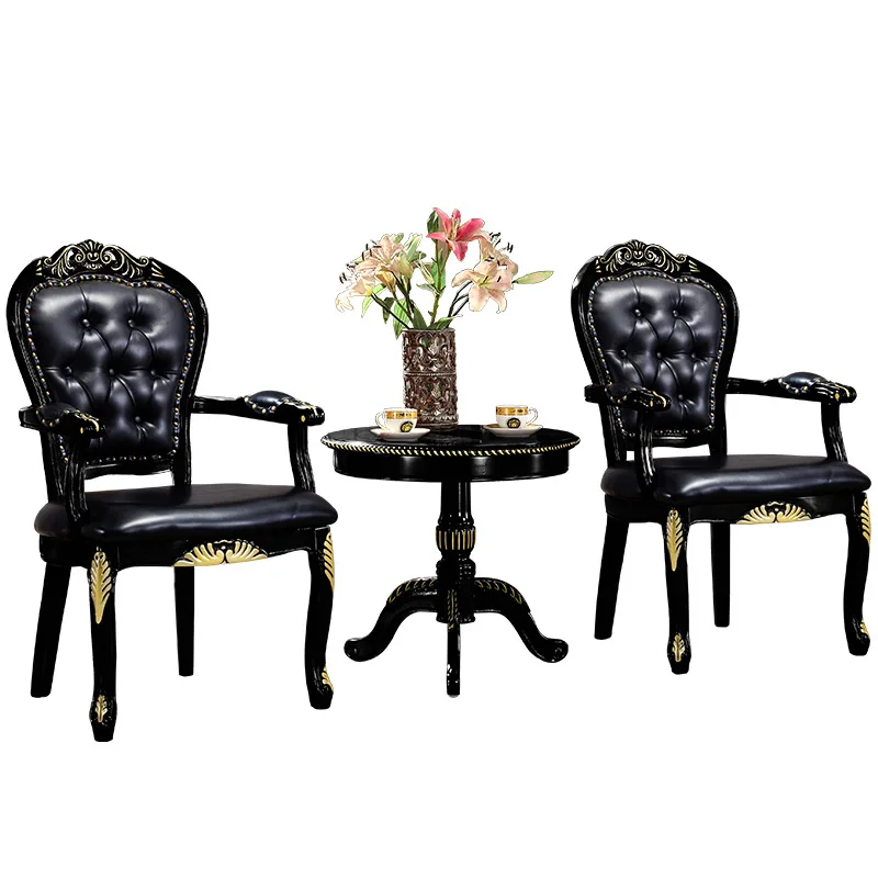 

Balcony table and chair three-piece European small round table coffee bedroom leisur combination American