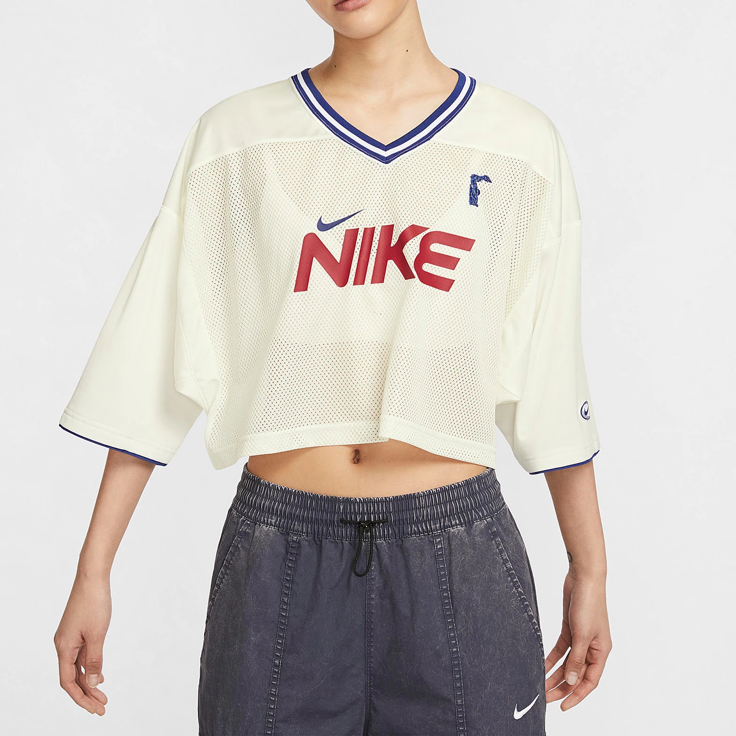 

Nike подлинная летняя новая женская повседневная дышащая футболка с v-образным вырезом и короткими рукавами HF6288-133