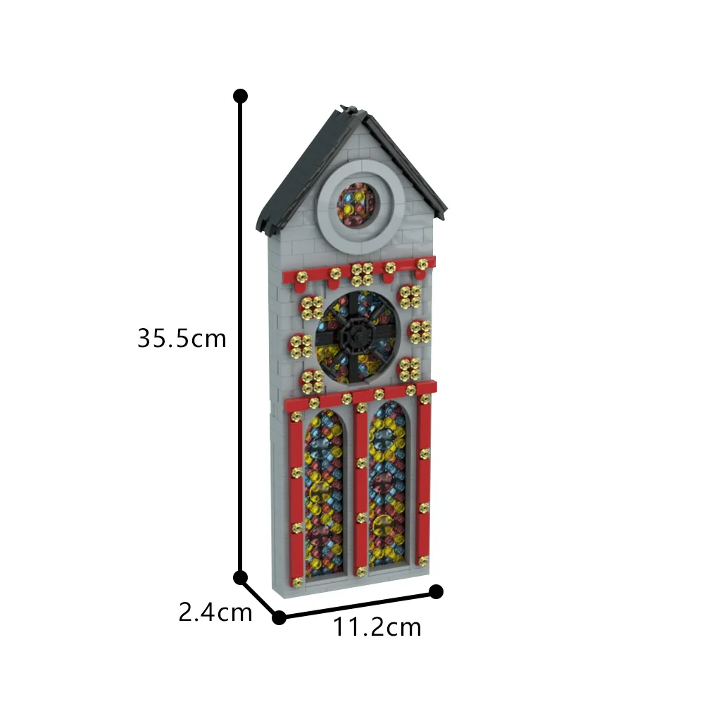 MOC Gothic style Stained-Glass Windows Model Building Blocks Church Castle Colored Art Rose Glass Window Brick Toy Gift