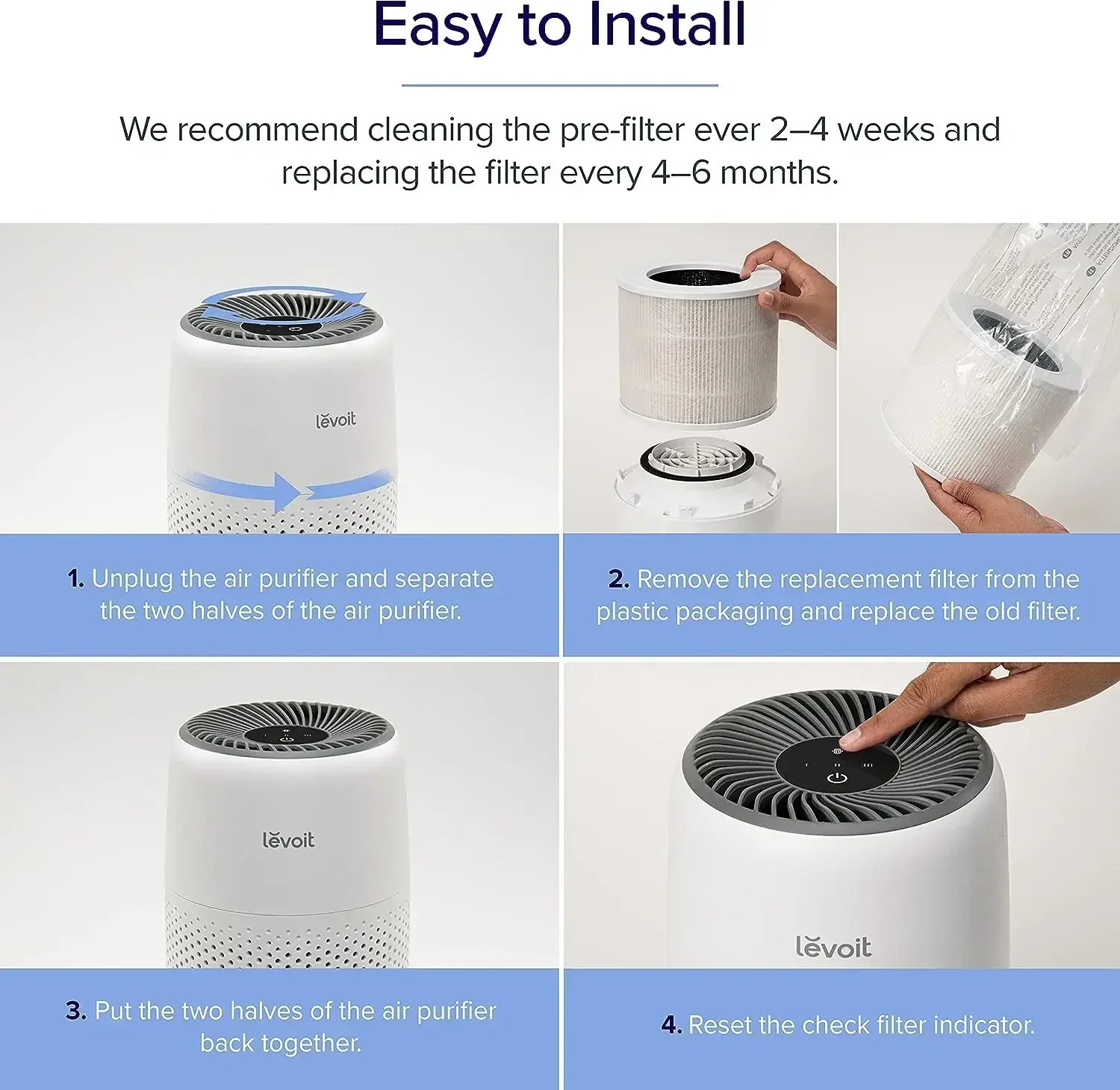 Suitable for LEVOIT Core Mini Air Purifier Replacement Filter - Three in One High-Efficiency Activated Carbon