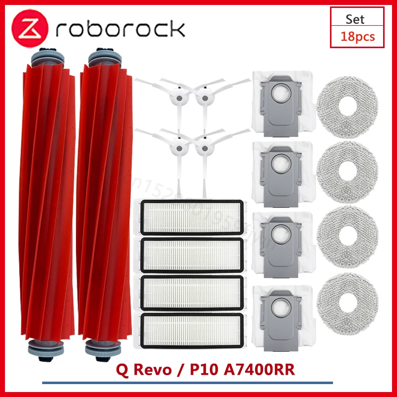 Roborock P10 A7400RR Q Revo Spare Parts Robot Vacuum Cleaner Rolling Brush Hepa Filter Dust Bag Rag Side Brush Home Accessories