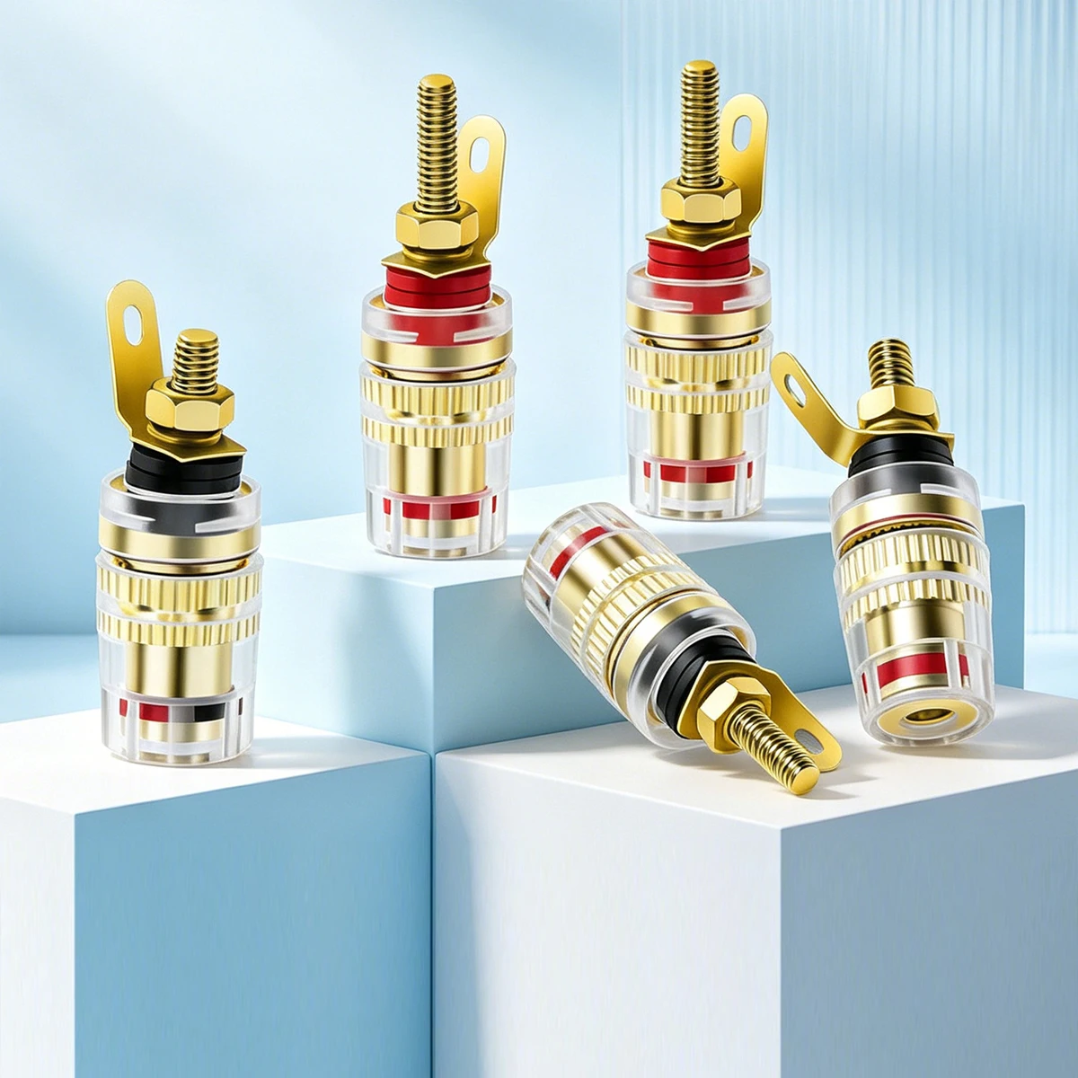 4mm Banana Jack Crystal Binding Post Copper Gold Plated Speaker Transparent Panel Mount Terminal Connector for Speaker Audio