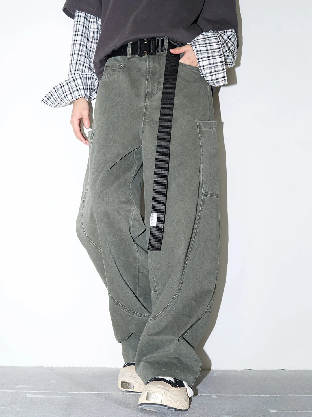 

Winku Museum avitational Waed Vintage Jeans Straight Leg Trousers Neutral Sle Pure Color Casual Pants for Ladies And Ge...