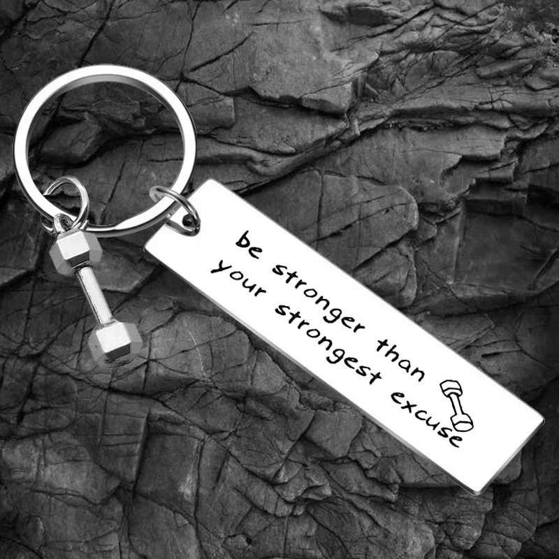 

Bodybuilding Jewelry Fitness Keychain Be Stronger Than Your Strongest Excuse Gym Jewelry Gift Key Rings