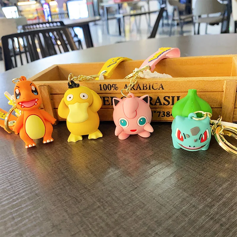 

Pokemon Keychain Pikachu Anime Action Figure Toy Kawaii Cartoon Fashion Charmander Psyduck Doll Keyring Car Bag Pendant Kid Gift