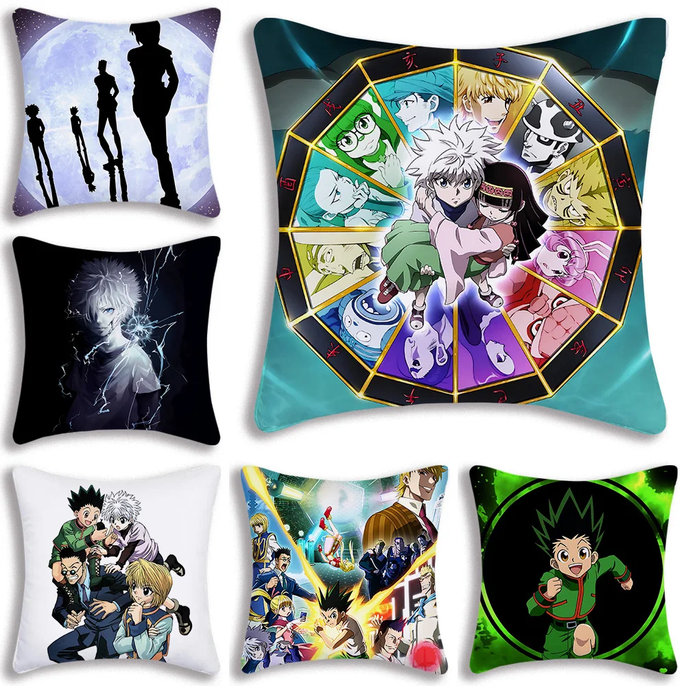 Hunter X Hunter Anime fodere per cuscini Cartoon Sofa decorativo casa stampa fronte-retro breve peluche carino fodera per cuscino