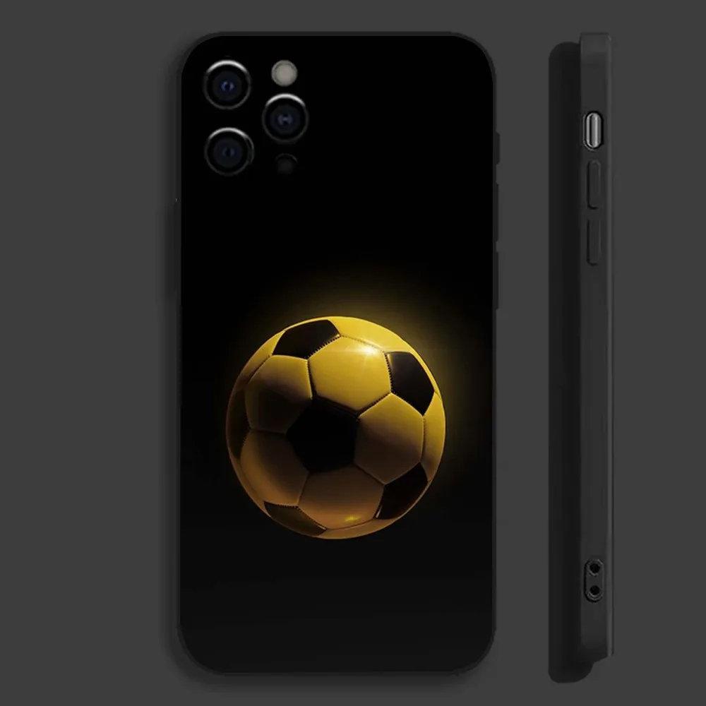 Fire Football Soccer ball Phone Case For Apple iPhone 15,14,13,12,11,Pro,X,XS,Max,XR,Plus,Mini Soft Black Cover