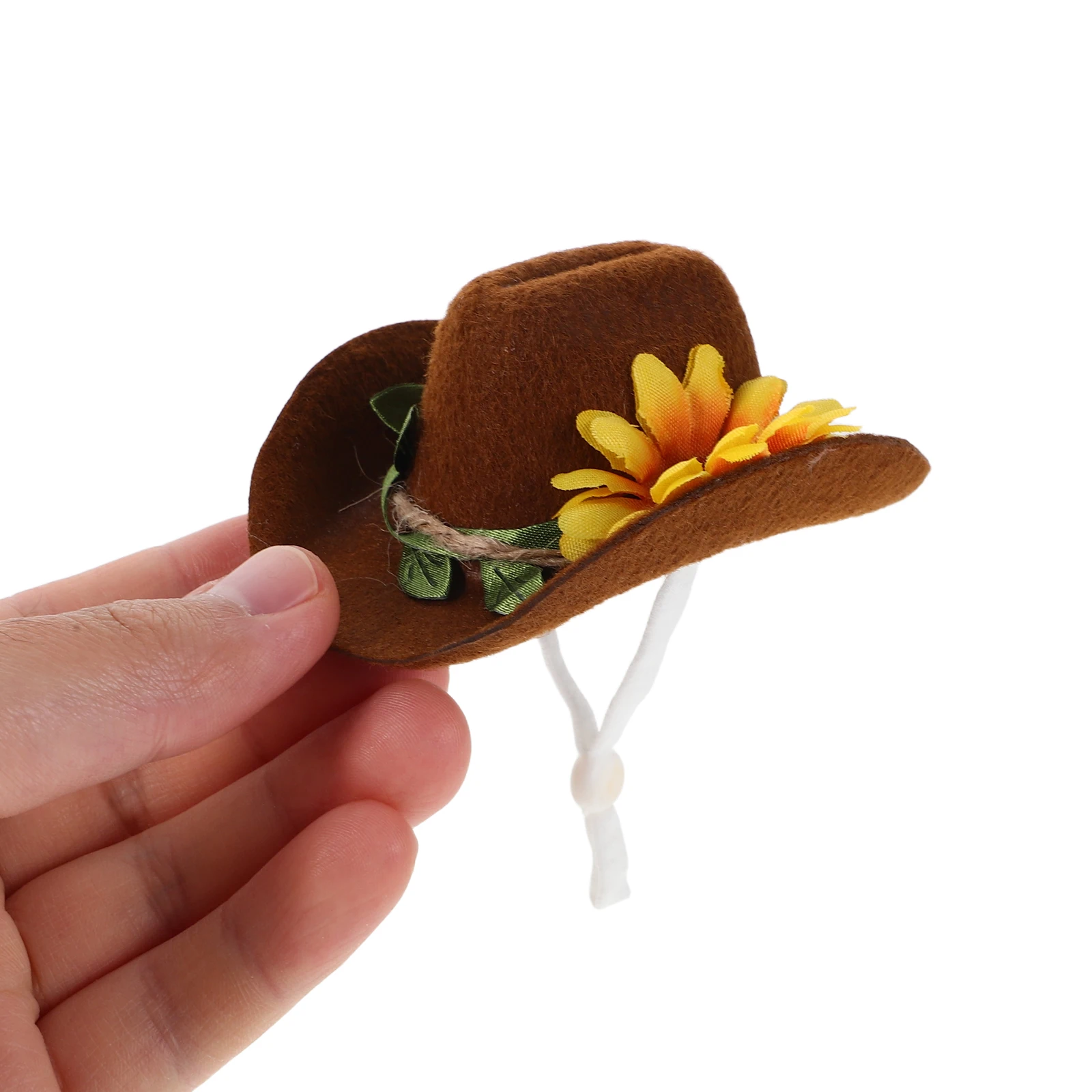 

4Pcs Mini Cowboy Hats Pet Adjustable Felt Small Animal Headgear for Hamsters Guinea Pigs Birds Snakes Photo Shoot Party