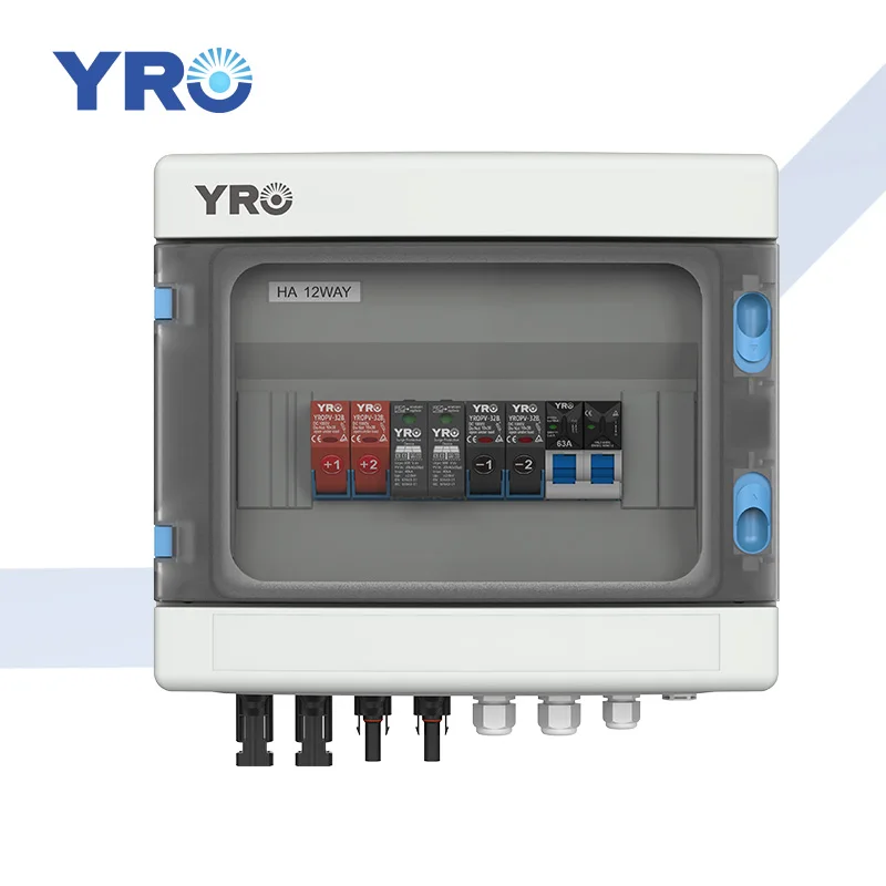 PV Array Combiner Box for 2 String Solar Panel DC 500V 600V 2in 1out with DC Circuit Breaker
