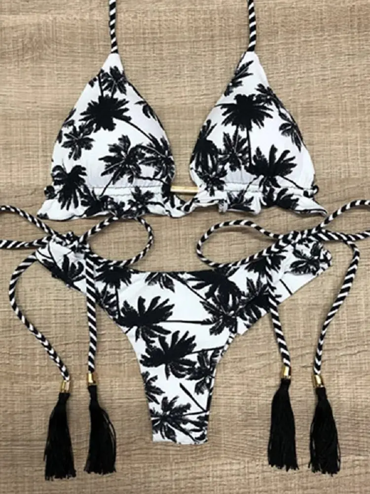 Ruotongsept sexy impressão biquinis conjunto feminino maiô bandagem de duas peças banho biquínis brasileiro beachwear maiô 2023 novo