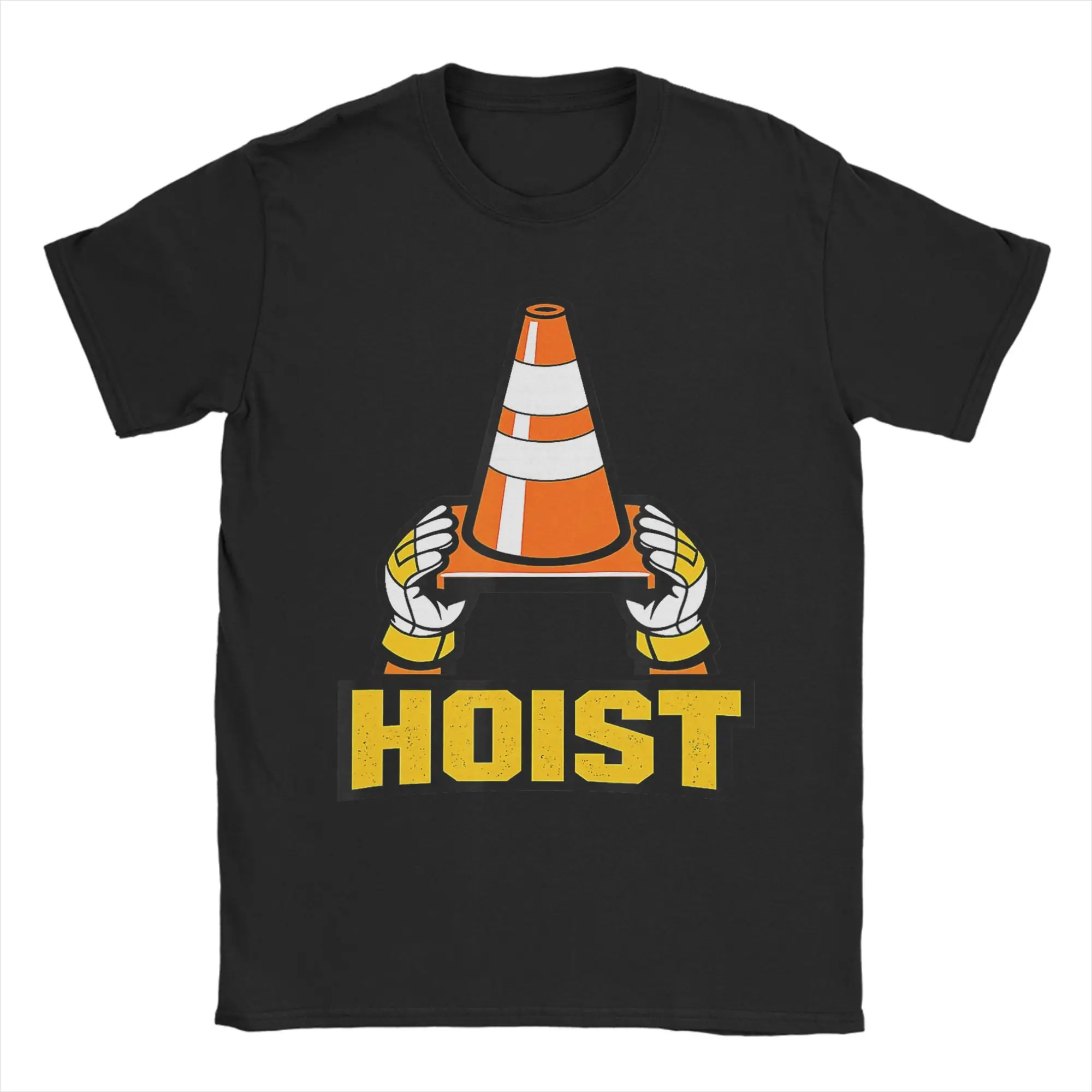 Men Hoist The Traffic Cone Funny T Shirts  Cotton Clothing Vintage Short Sleeve Crewneck Tee Shirt Unique T-Shirts