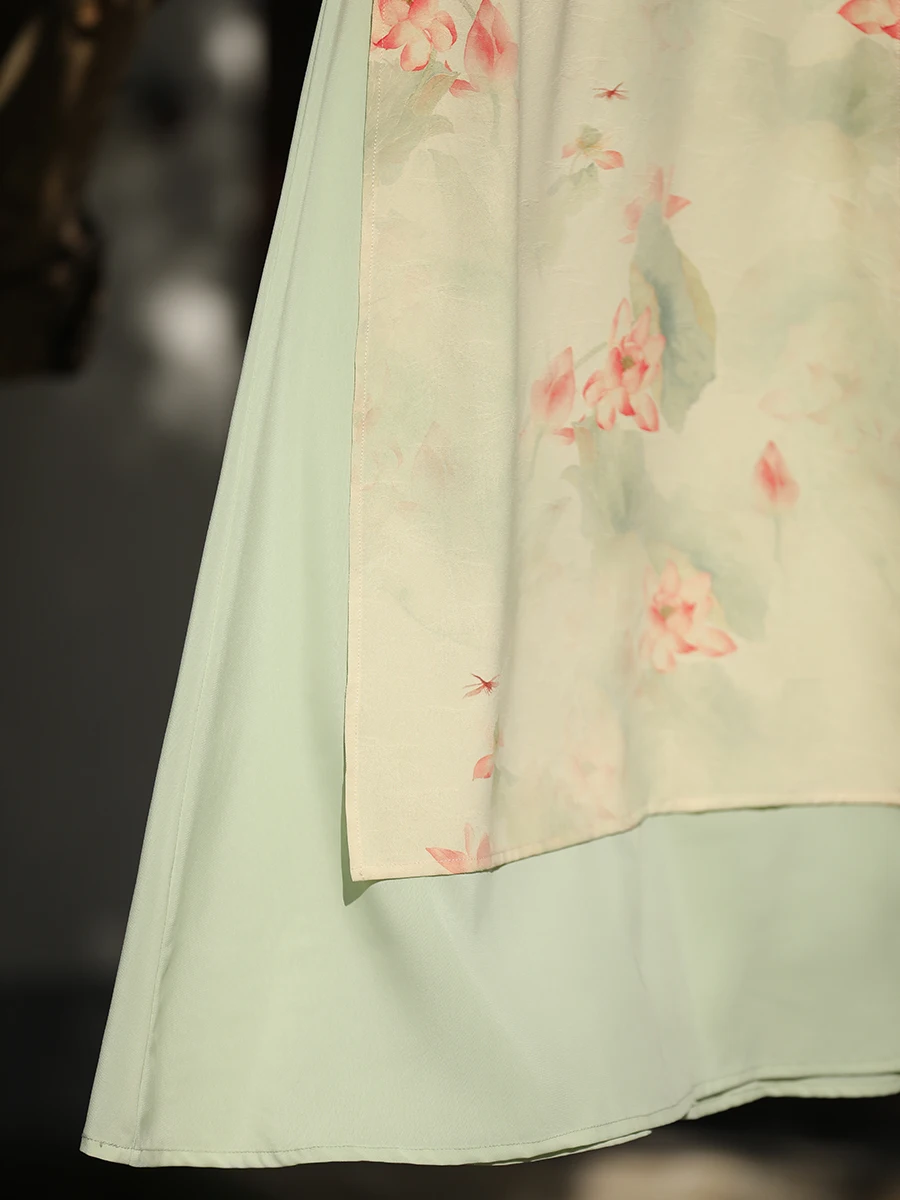 Jiangnan Floing een  Dr Chic Chinese Sle Summer Slimming Long Qipao Gown for Young Women Daily Wear