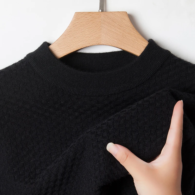 Men's Autumn Winter Long Sleeves Knitwear Keep Warm Round Neck Jacquard Exquisite Sweater Leisure Versatile Men's Clothing Tops