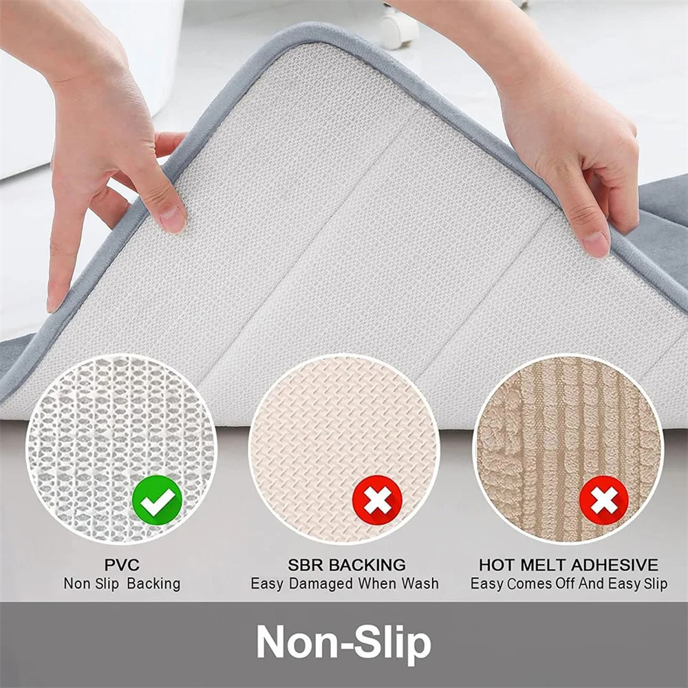 Super Absorbent Bathroom Mat Memory Foam Carpet Non-slip Bathroom Rug Bathtub Floor Rug Shower Room Doormat Toilet Foot Bath Mat