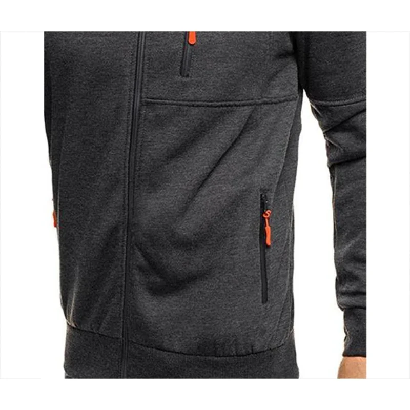 Solid Color Men Hooded Jacket Casual Long Sleeve Hoodie Zipper Gym Sports Hoodie Fashion