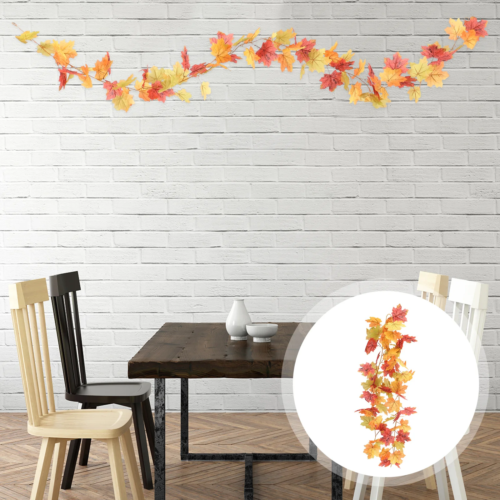 

Artificial Autumn Maple Leaf Vine Garland Hanging Vine Decor for Indoor Outdoor Garden Wall Thanksgiving Fall Harvest Festival