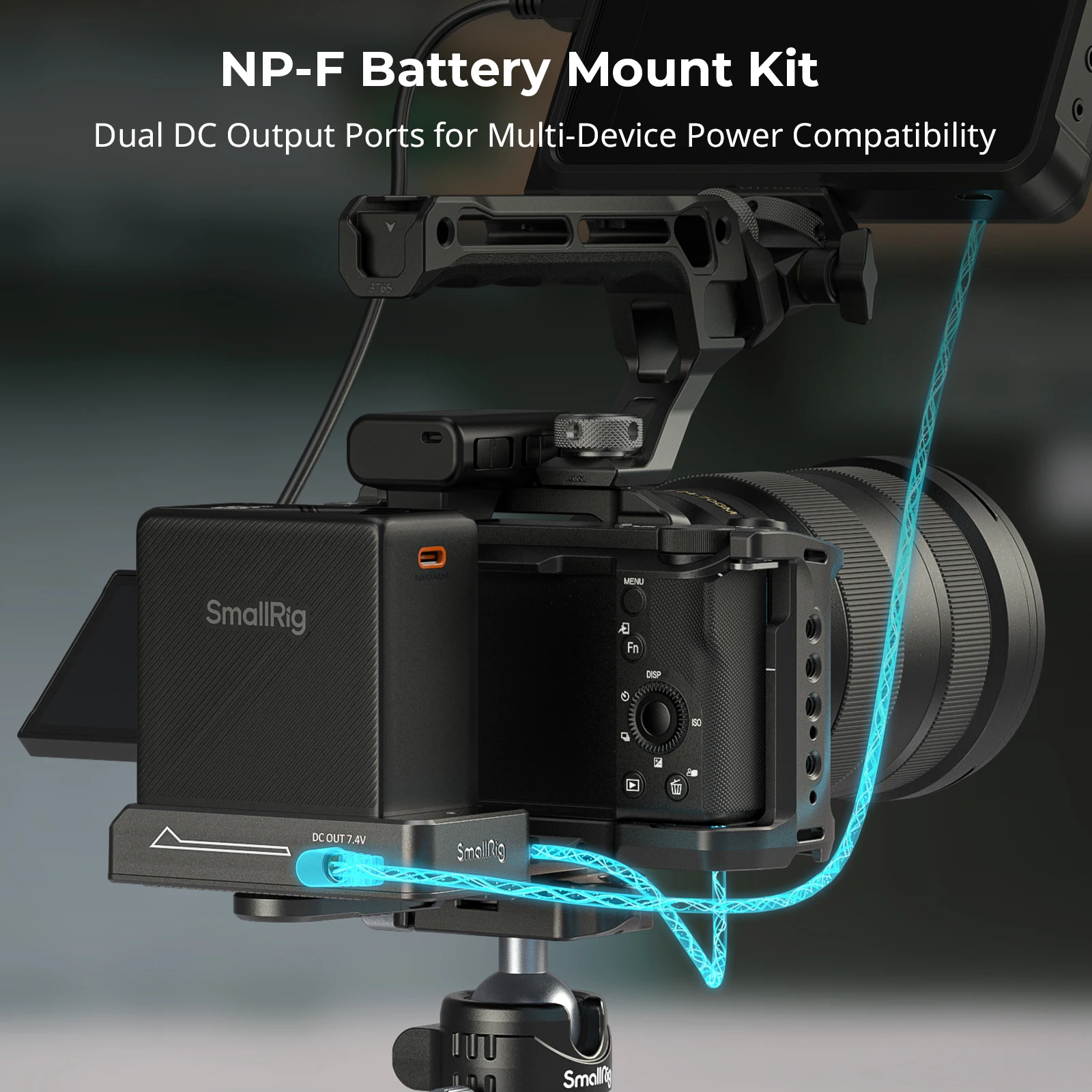 SmallRig NP-F Battery Adapter Mount Plate Kit for Mirrorless Cameras Rotatable Adapter with Dual Arca-Swiss Dual DC Output Ports