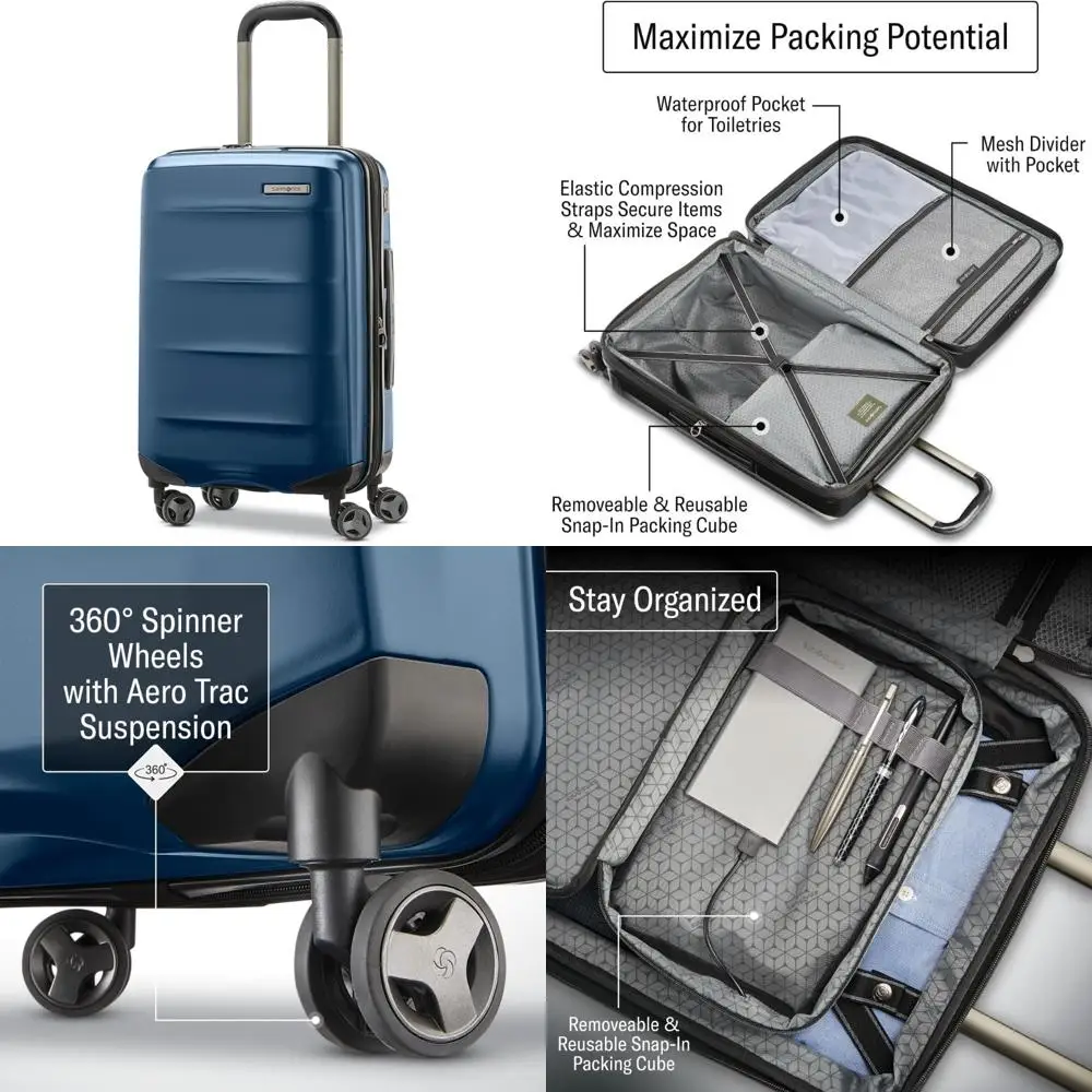 

Легкий ударопрочный 20-дюймовый чемодан для ручной клади с возможностью 360° ° Спиннерные колеса и регулируемые функции для долговечности и простоты o