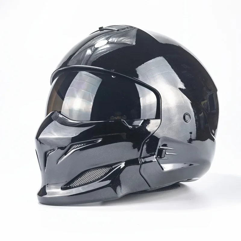 

DOT Approved Cool Full Face Racing Motorbike Glossy Black Motocross Helmets Retro Scorpion Removable Chin Motorcycle Helmet