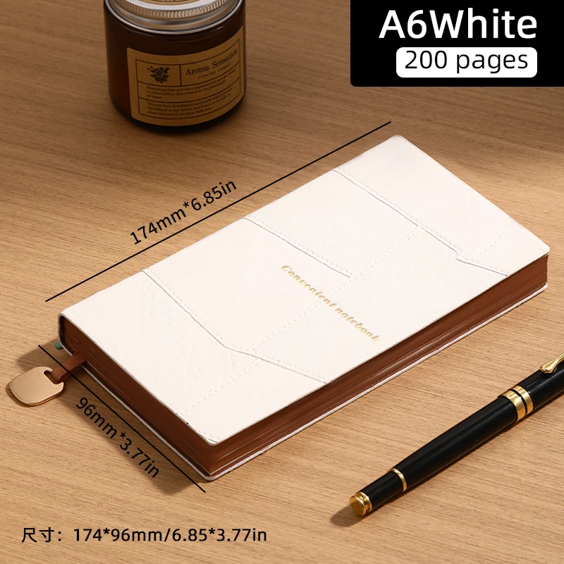 A6-Notizbuch mit Tasche, tragbares kleines Notizbuch, Business-Büro-Notizbuch aus weichem Leder, einfaches Tagebuch, künstlerisch und exquisit – Detail 8
