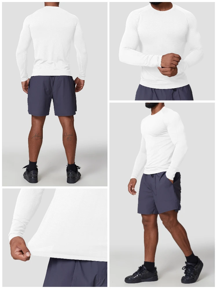 Langarm-Shirts für Herren Schnelltrocknend Feuchtigkeitsableitend UV-Sonnenschutz T-Shirts für Angeln Workout Athletik Fitness Oberteile – Detail 10