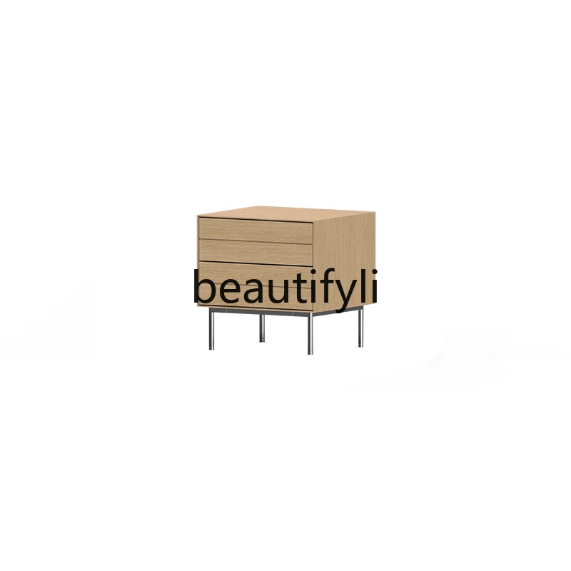 

Log color bedroom locker solid wood household side cabinet