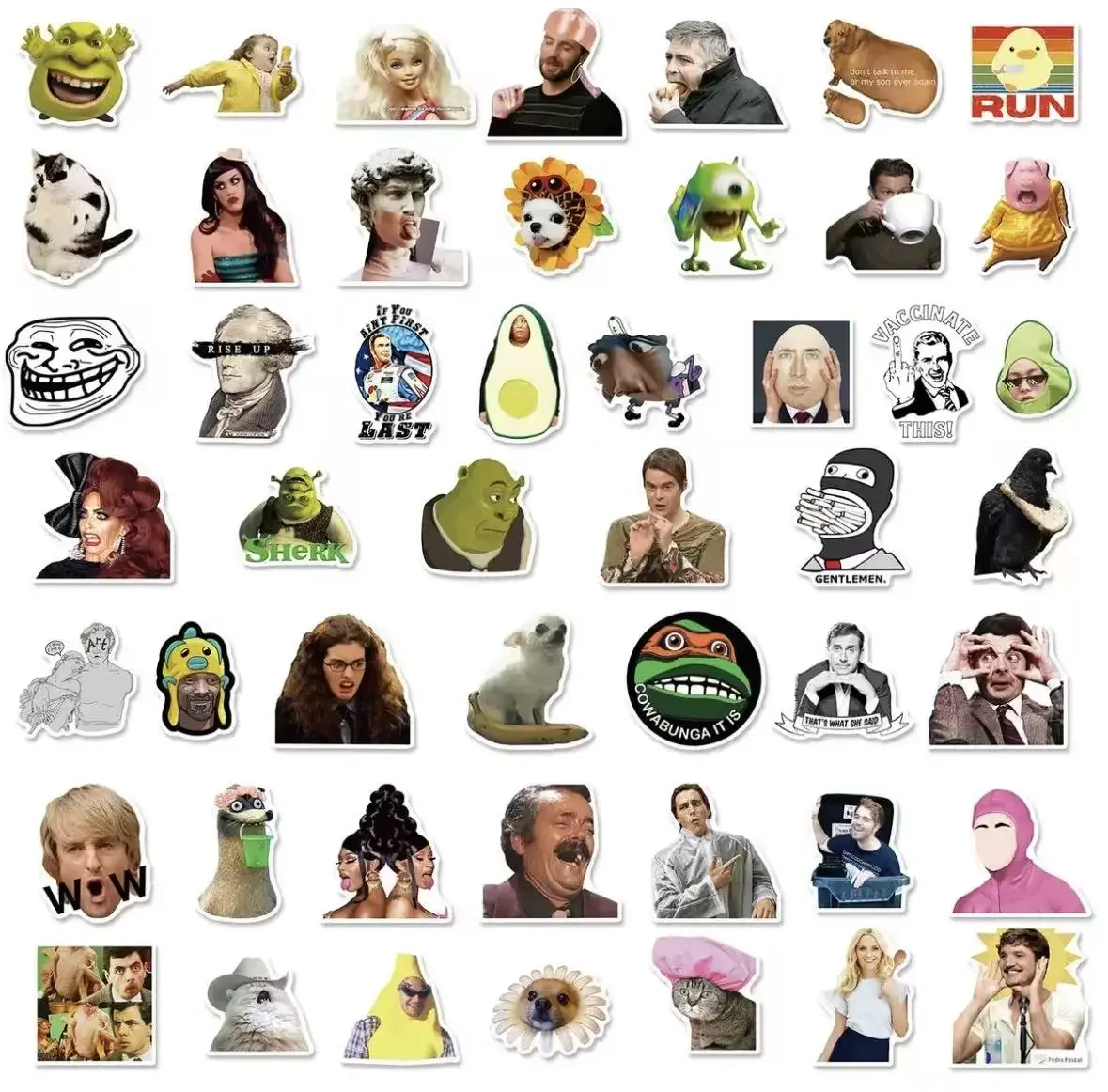 50 قطعة تتميز بشخصيات الإنترنت تعبيرات شخصية فكاهية من المسلسلات التلفزيونية الأمريكية وتصاميم الملصقات. #6