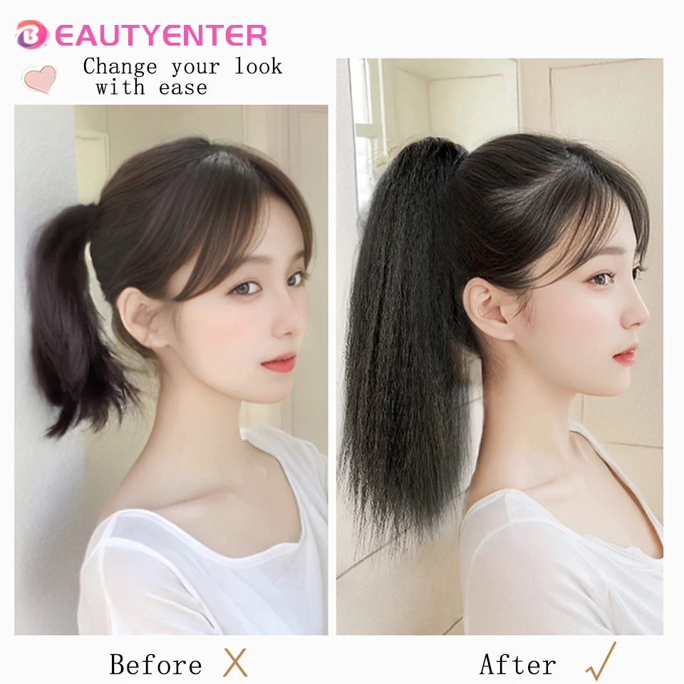 BEAUTYany-Extension de Cheveux Synthétiques Queue de Cheval pour Femme, Pince à Griffe de Hache, Postiche Queue de Cheval, Mise à Niveau