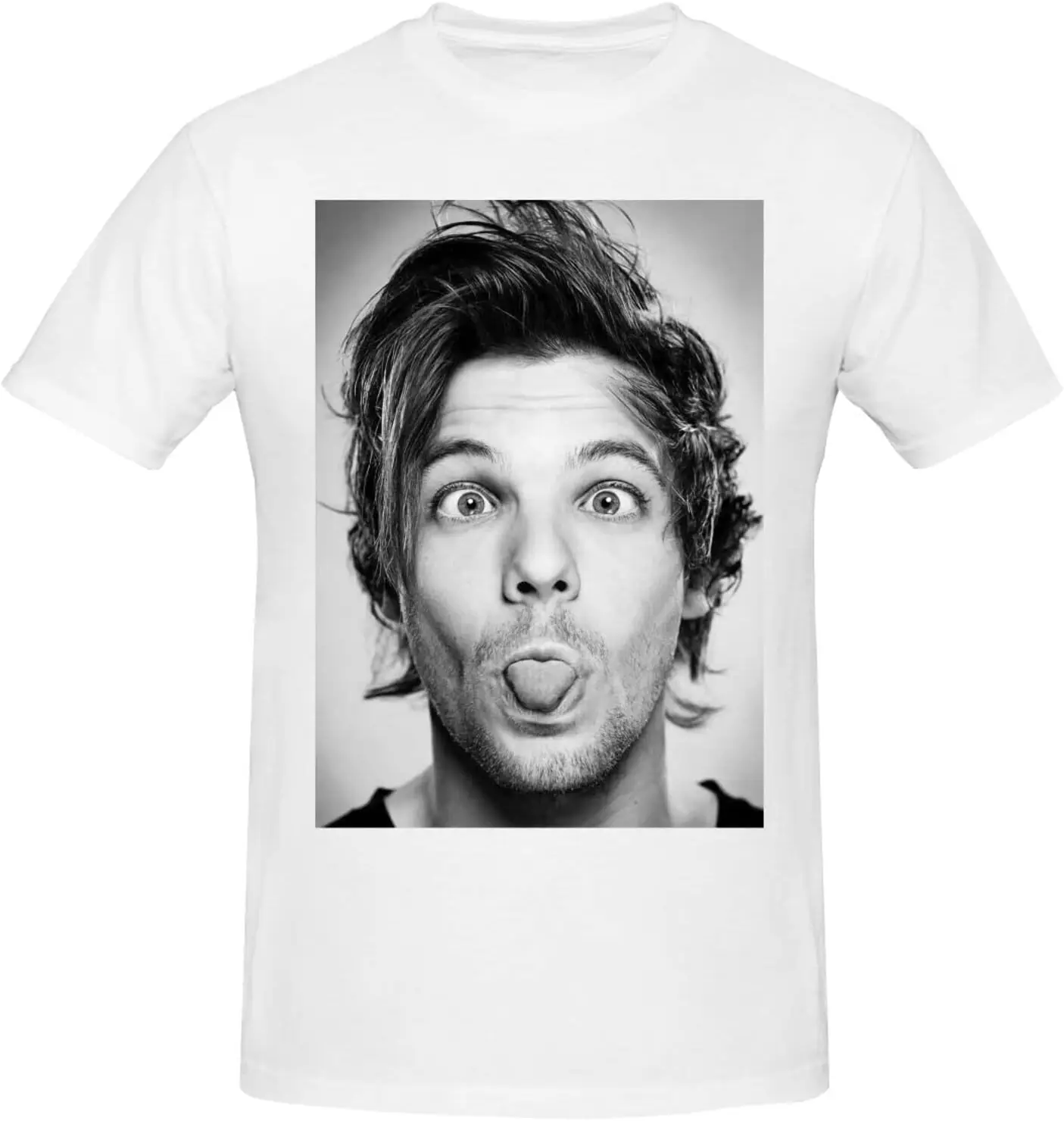 Louis Music Tomlinson T-Shirt Short Sleeve Shirt Neck Casual Top Basic Crew Classic Fashion Black