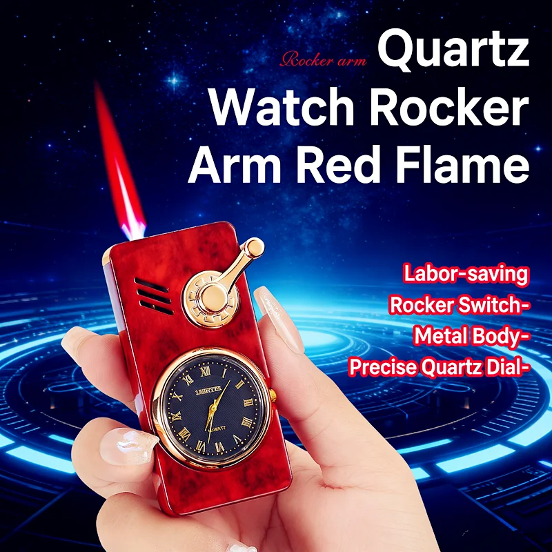 

Newest Rocker Cigar Igniter Direct Fire Lighter Windproof Open Flame Smoke Quartz Dial Cigarette Lighters & Smoking Accessories
