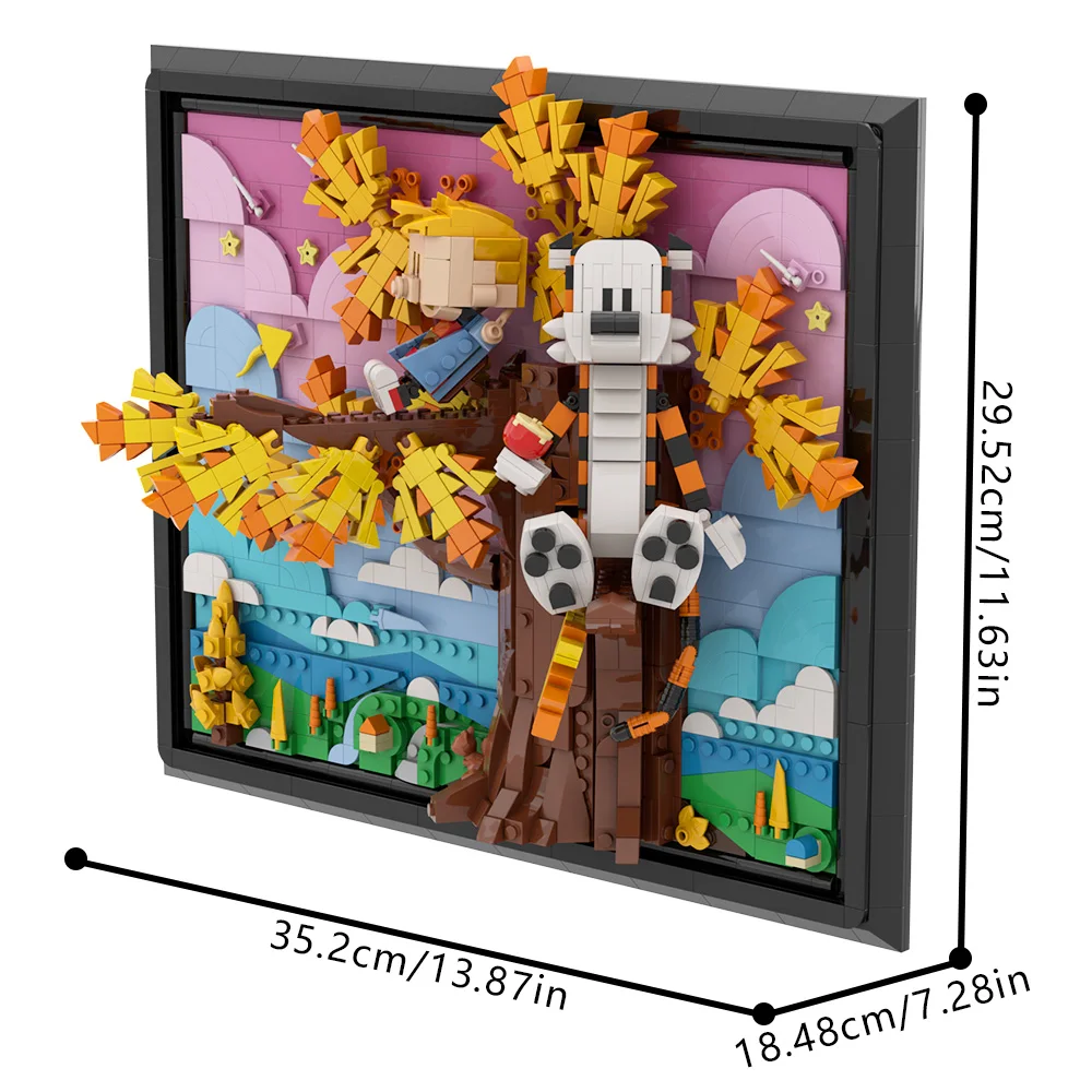 Gobricks MOC Calvined en Hobbes Bricks Model Klassieke Comic Book Figuur Cartoon Tijger Bouwstenen Montage Speelgoed Kinderen Geschenken