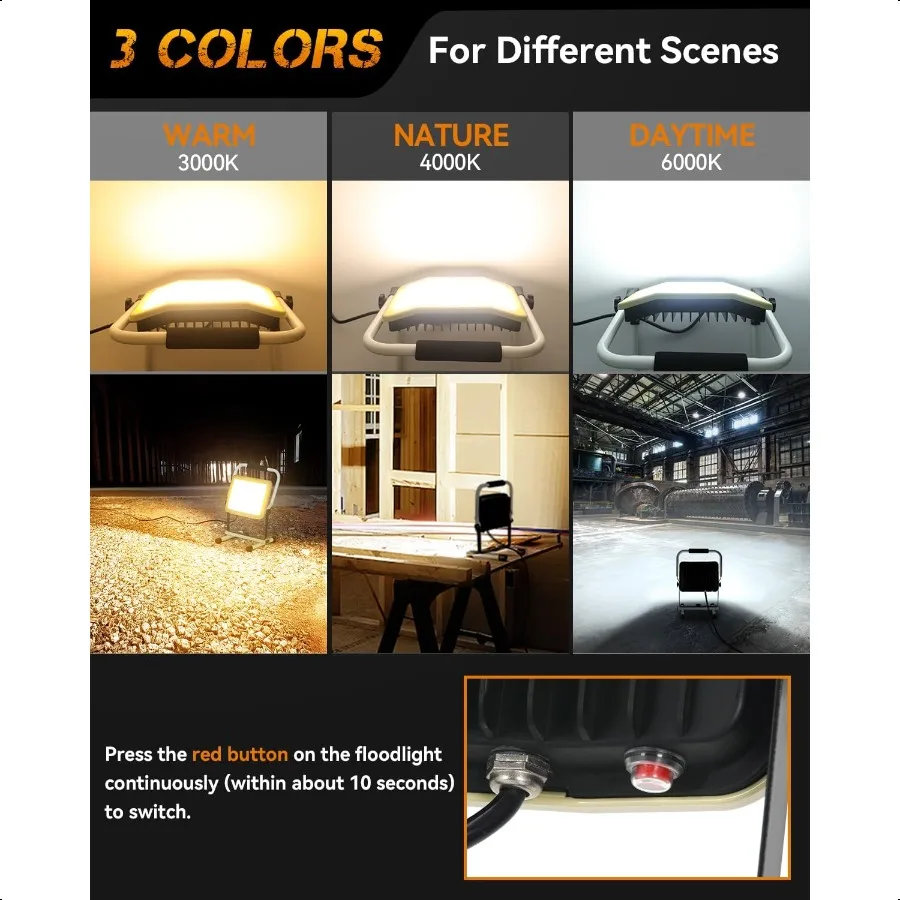 Upgraded LED Work Light 100W Warm Nature Daytime