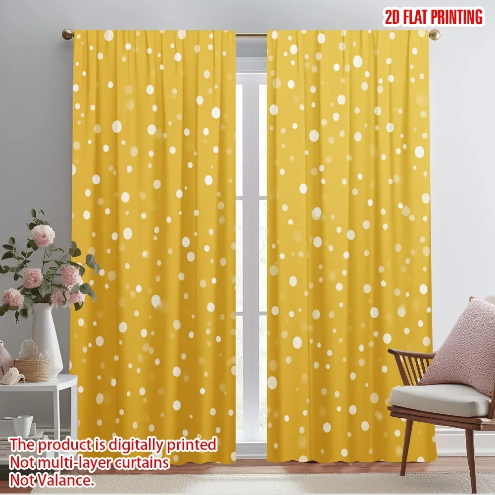 2pcs,2D plane printing Pattern Curtains Christmas tree_ gifts_ snow scene Durable Polyester (without rod) Holiday Perfect for