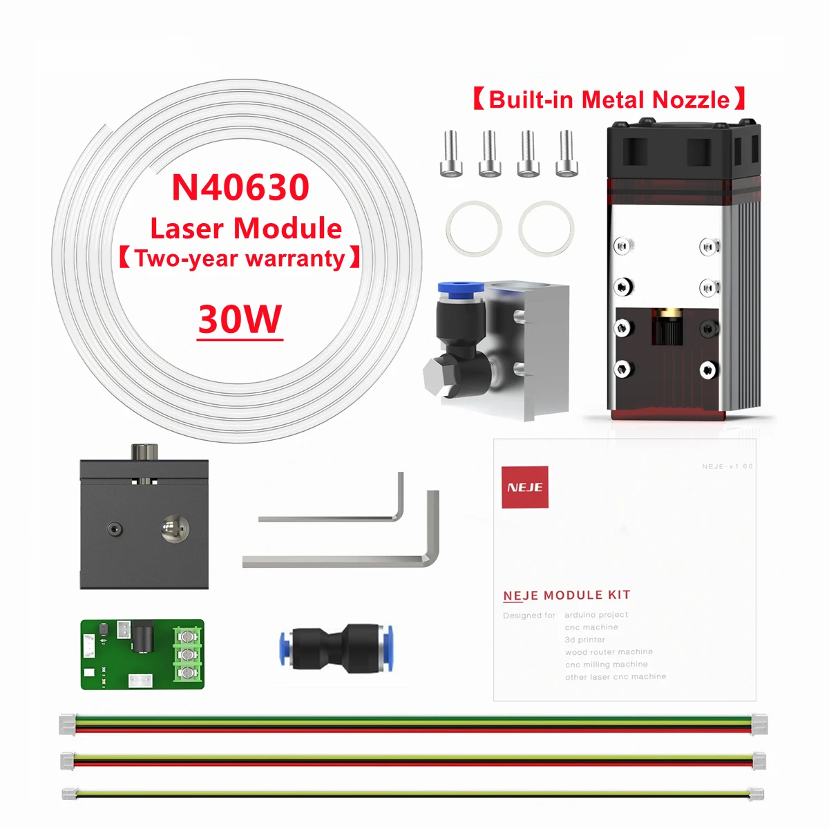 

NEJE N40630 30W Laser Head Module Kit 450nm TTL for Laser Engraving Machine Wood Cutter Cutting 5.5-7.5w Output - Square Focus