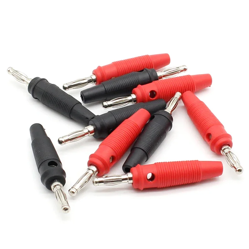 10Pcs/lot Red and Black 4mm Solderless Side Stackable Banana Plug