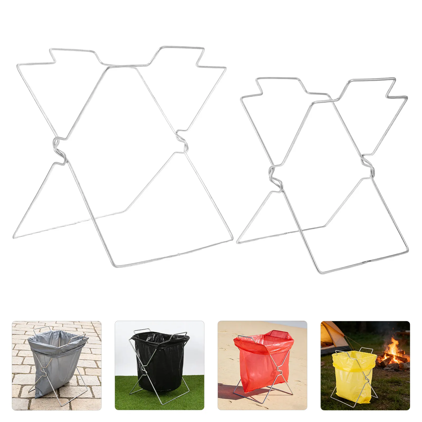 2Pcs Foldable Trash Bag Holder Stand Steel Collapsible Garbage Bag Rack for Camping Picnic Party Outdoor Indoor Small Spaces