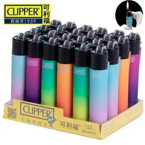 Spanish Original Clipper Gas Lighter with Personality Pattern Refillable Gas Lighter 8 Pieces Boxed Smoking Set Collection Gift