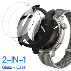 Glass+Silicone Case for Amazfit Balance Screen Protector Tempered Glass & Flexible Soft Protective Bumper Cover Accessories Set