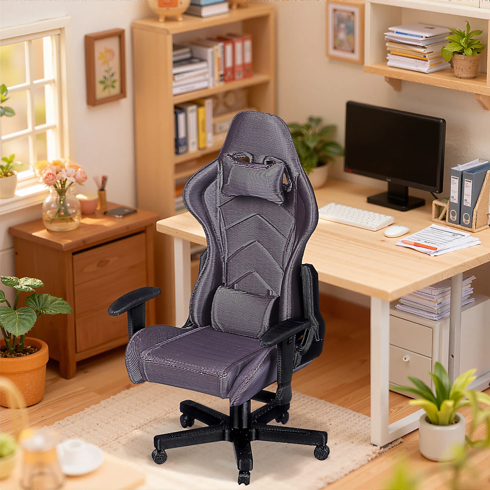 

Миниатюрный игровой стул и стол в масштабе 1:12, реалистичная миниатюрная мебель для кукольного домика, офиса, гостиной, декор для миниатюрных сцен