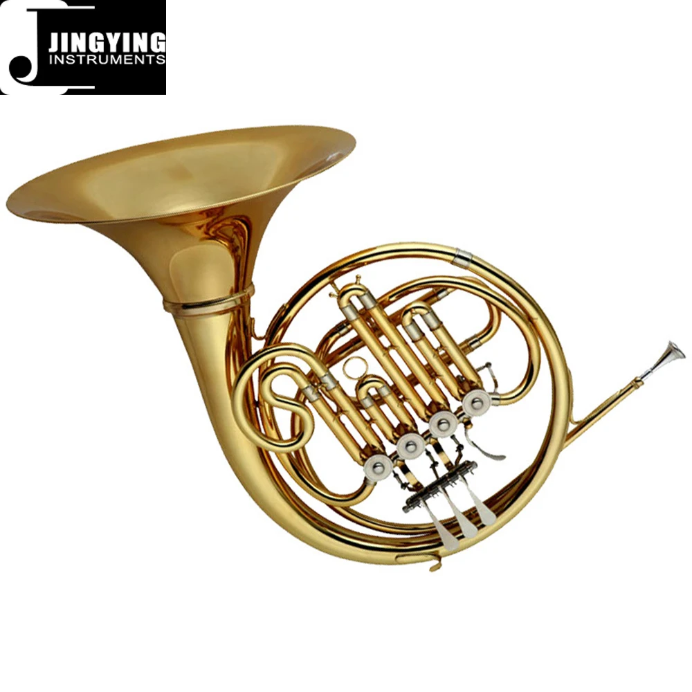 

2023 Jingying Music Brass Wind Instrument,Bb Key Brass Body Split Type 4-Key Single Row French Horn