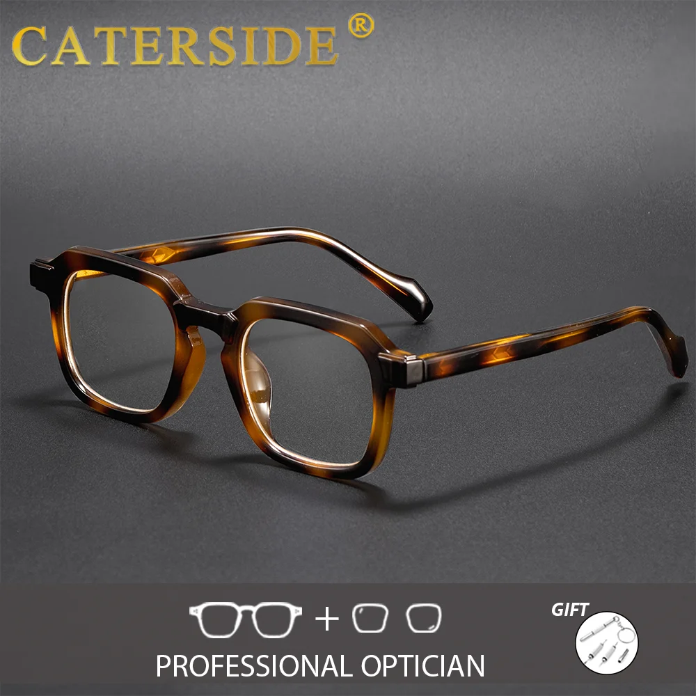 CATERSIDE Men's Optical Glasses Square Lens Prescription Glasses Private Customization Fashionably Retro Reading Myopia Eyeglass