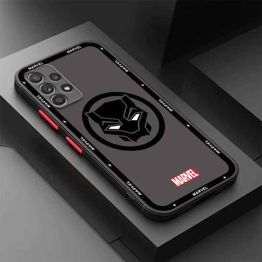 Phone Case for Samsung Galaxy A54 A53 A13 A35 A14 A25 A32 A55 A34 A24 A52 Shockproof Matte Cover Marvel Avengers Hero Logo