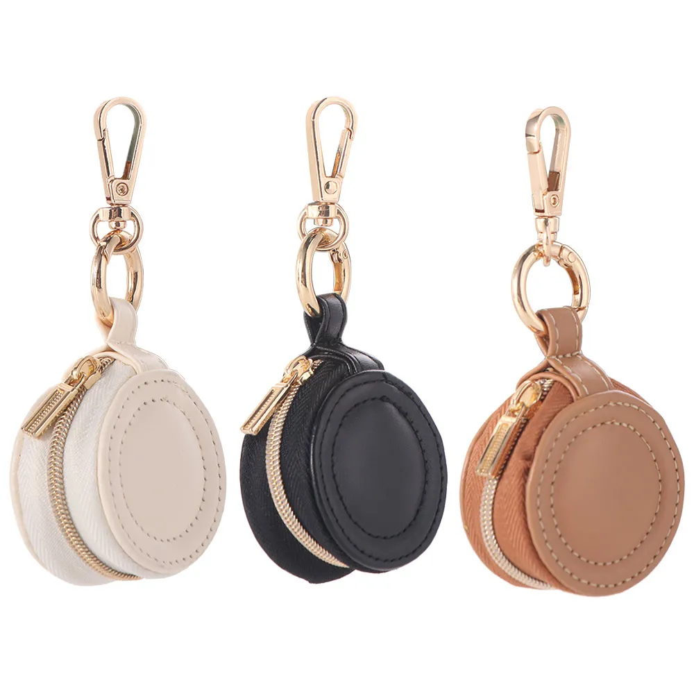

Mini Portable Jewelry Storage Bag Round Earring Organizer Storage Case With Keychain Necklace Ring Minimalist Jewelry Box Travel