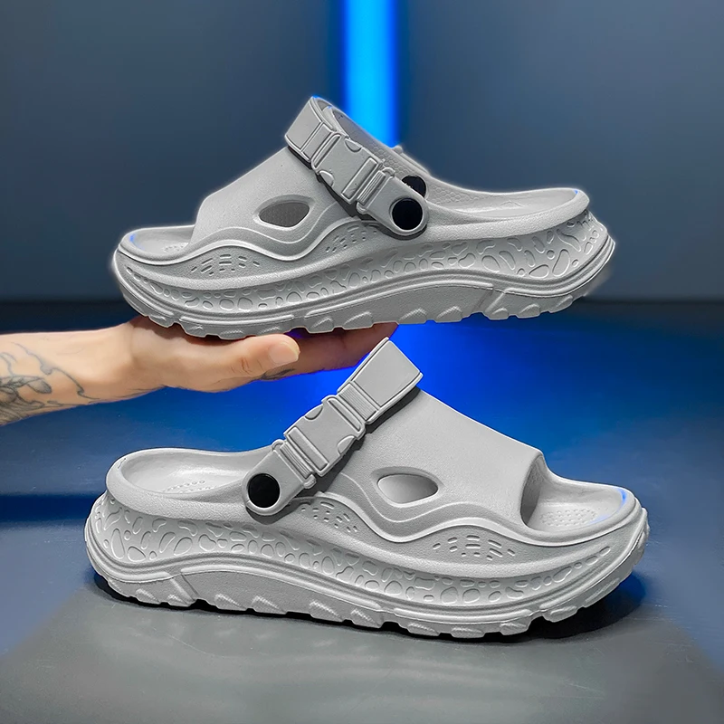 

Unisex Rhombus Texture Beach Slides Waterproof Quick Dry Non Slip Thick Sole Bathroom Pool Outdoor Summer Casual Slippers
