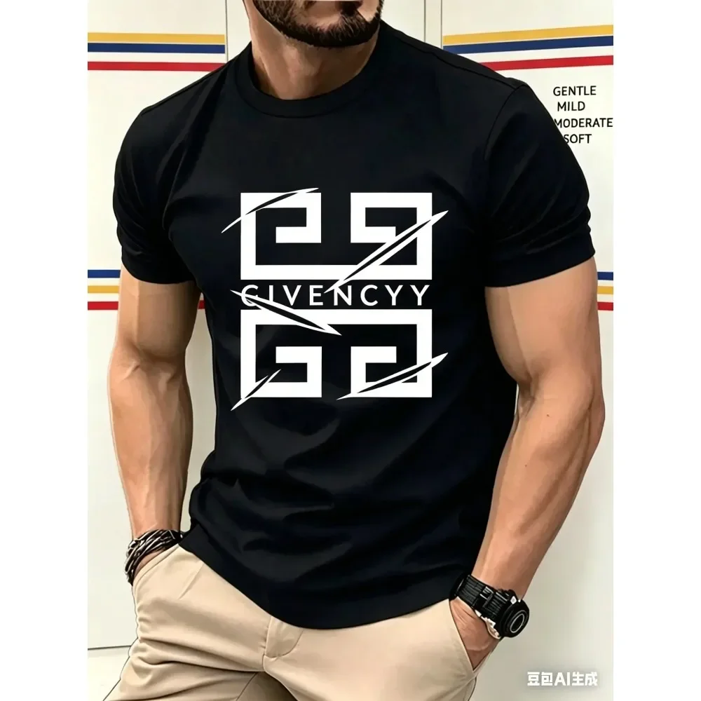 Men's Kids Letter Printed T- Shirt for Men Summer Casual Round Neck Tee Tops Simple Style Daily Wear Fashion Street Men Clothing